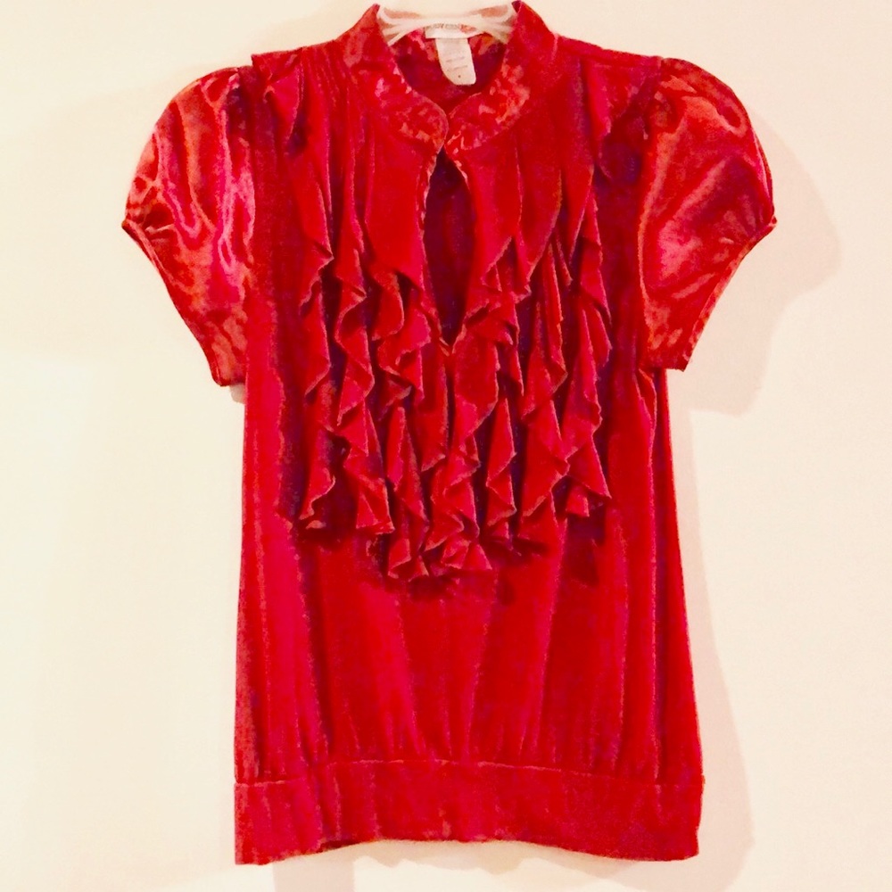 Body Central Ruffle Top wSatin Mock-neck